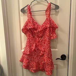 Red dress with small white flowers size small